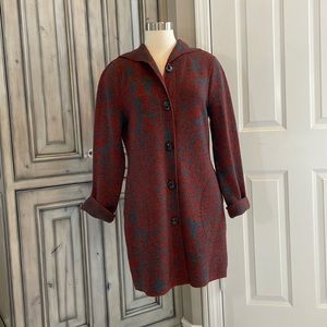 Rust and Grey Sweater, Coat or Dress with Hood from Peruvian Connection. Alpaca